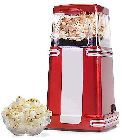 Household Retro Popcorn Machine, Fast Electric Popcorn Popper Maker, Popcorn Maker with Removable Lid and Measuring Cup