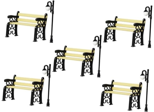 Toddmomy 5 Ensembles Micro Lampadaire Ornements De Jardin De Nains Meubles Mini Modèle De Lampe Modèle De Chaise De Parc Modèle De Banc De Parc Modèle De Lampadaire Plastique