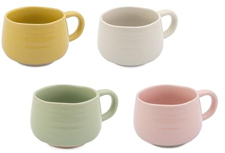 Jamie Oliver Juego de 4 tazas de café y té de cerámica moteada Big Love Cosy Cuppa, regalo para cualquier ocasión, aptas para lavavajillas y microondas, colores mezclados, 375 ml, 13 x 10 x 7 cm