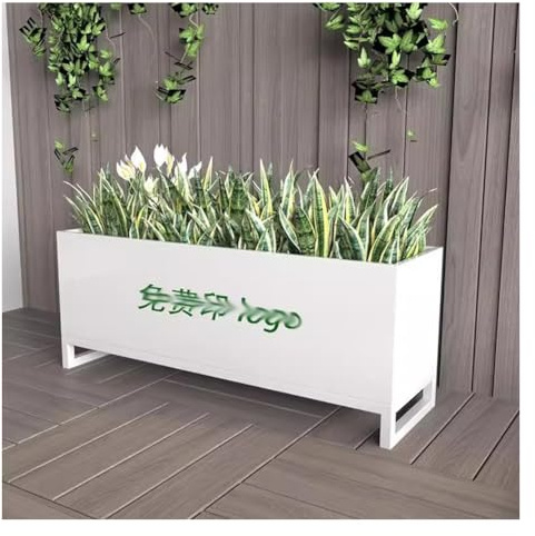 Fioriera rettangolare alta in metallo con divisorio, aiuola rialzata per caffetterie e negozi di tè al latte, migliora l'immagine del negozio, 100 x 30 x 40 cm