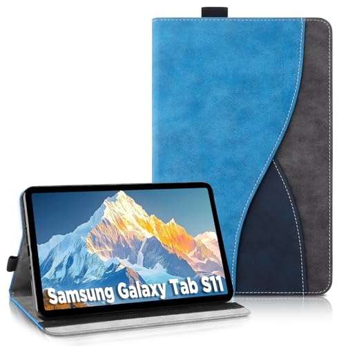 AsWant Hülle für Samsung Galaxy Tab S11 2025 11 Zoll SM-X730 / SM-X736 - Ultradünne Business Tricolor Tablette mit Portemonnaie und Standfunktion Schutzhülle (Blau)