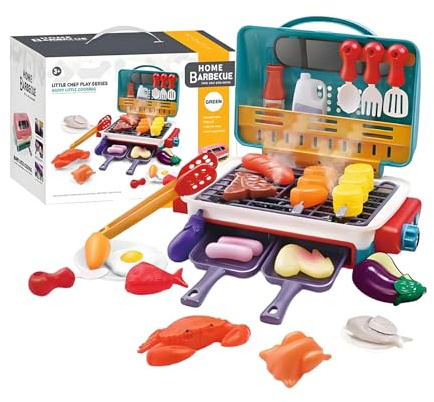 Barbecue Play Set – Realistic Cooking Design, Material Construction, Portable Outdoor Setup, Educational Imaginative Equipment | for Backyard Garden Picnic Camping Party Playhouse Bar