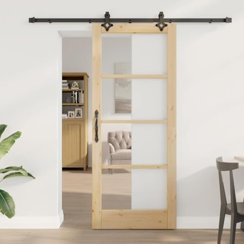 Zimmertüren Badezimmertür,Schiebetür Braun 83 x 202 cm Holz und Metall,Falttüren für Wohnzimmer,Schlafzimmer,Küche