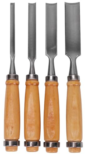 Operitacx Set di Scalpelli per Lavorazione Legno con 4 Lame Semi-rotonde, Resistente Agli Urti e Realizzato in Legno e Acciaio, per Laboratorio di Intaglio