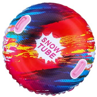 Luge gonflable avec poignées, tube de luge coloré, snowboard gonflable lumineux avec poignée, design anti-basculement, 85 x 85 cm, pour plusieurs personnes et plaisir de luge d'hiver