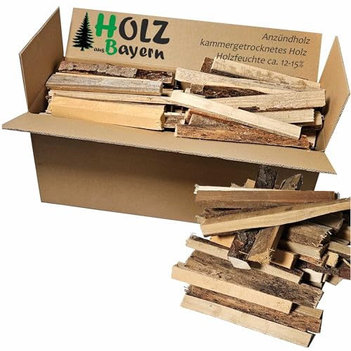Anfeuerholz Anzündholz Anmachholz Brennholz Kaminholz Kaminscheit Ofenfertig trocken Smoker Grill BBQ Holzstücke Feuerschale Lagerfeuer (Anzündholz 12Kg)