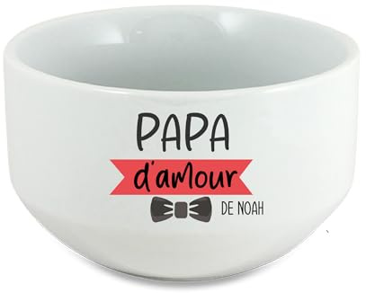 Générique Bol Papa d’Amour Personnalisé 600 ml – Cadeau Fête des Pères Original – Bol avec Prénom Enfant – Bol Petit Déjeuner Papa Design Chic