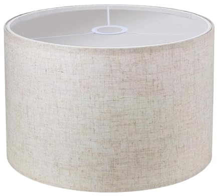Lampenschirm Stoff, Lampenschirm für Tischlampe Ø30 cm x 20 cm, Lampenschirm Stehlampe Groß, Naturleinen, Lamp Shade für E27 Leuchten, Montage Erforderlich (Leinen)