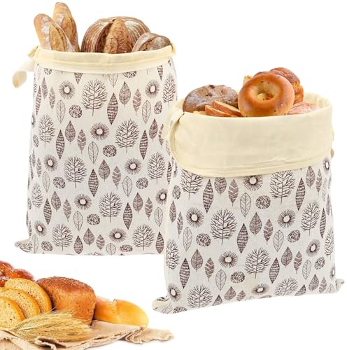 2 Pack Beeswax Bread Bags with L-Shape Zip, 43x33cm Reusable Linen Storage Bags for Homemade Sourdough, Artisanal Loaves & Baguettes, Fresh-Preserving Food Wrap for Home Baker (Beige)