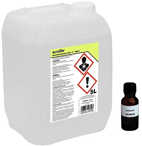 5 Liter Eurolite P (Profi) Nebelfluid + 30 ml Duftstoff Erdbeere, Smoke-Fluid, Nebel-Fluid-Flüssigkeit für Nebelmaschine (5 L Fluid -P- + Duft Erdbeere)