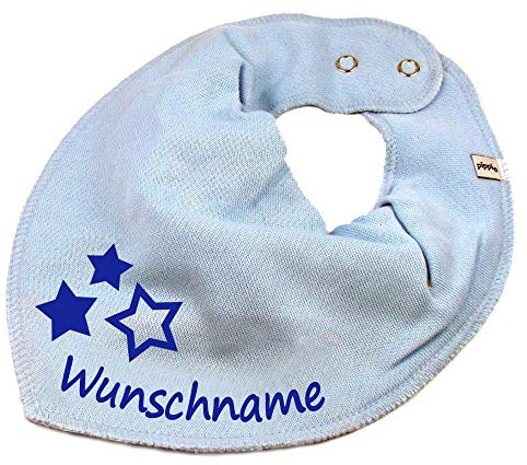 HALSTUCH mit Namen oder Text personalisiert für Baby oder Kind aus Baumwolle in Einheitsgröße 3 Sterne