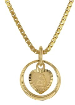 trendor Taufring mit Amorherz Gold 585 an goldplattierter Silberkette 75120 | zauberhafter Taufschmuck für Mädchen, Jungen oder Mütter, Geschenkidee zur Taufe