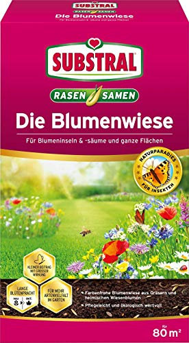 Substral Die Blumenwiese Rasen- & Blumensamen für ein attraktives Bienen- und Nützlingsparadies, 800 g