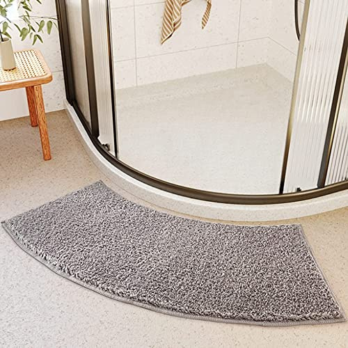 YZBBSH Badematte, Duschvorleger Halbrund 30 X 100 cm Microfaser Gebogen Duschmatte rutschfest Waschmaschinenfest,Grau