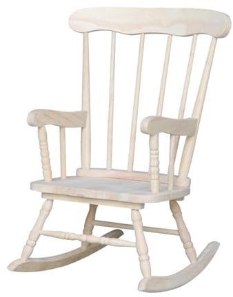 Rosebery Kids Traditional Solid Hardwood Rocking Chair, Natural Finish, 29.5 H x 20.47 W x 21.85 D, Durable Wooden Construction, Ready to Assemble, Perfect for Children's Room Seating