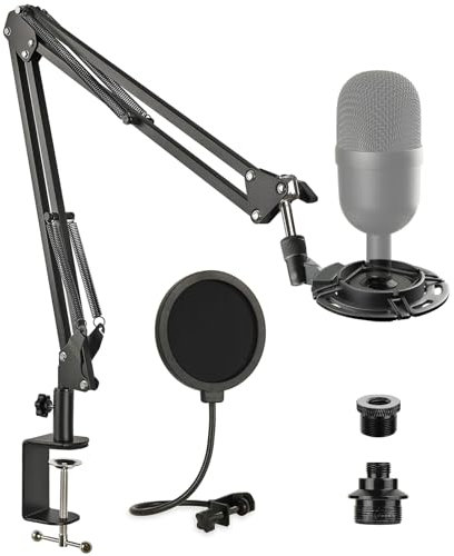 Razer Seiren Mini Boom Arm Stand with Shock Mount, Mic Stand with Pop Filter and Upgraded Heavy Duty Clamp for Razer Seiren Mini USB Streaming Microphone Frgyee.