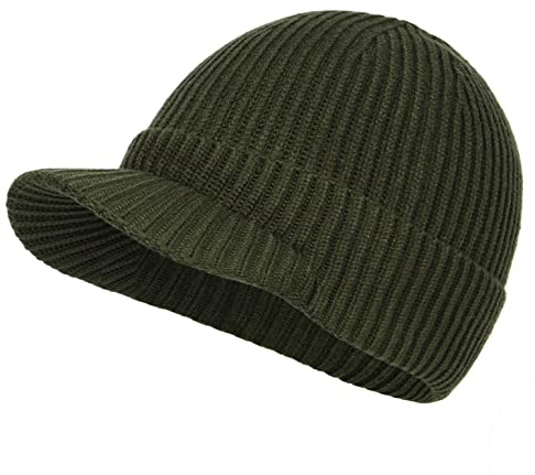 Zylioo L/XL Strickmütze Für Großen Kopf, Wintermütze Beanie Mütze Mit Schirm, Übergroße Winter Warme Knit Cuffed Watch Cap