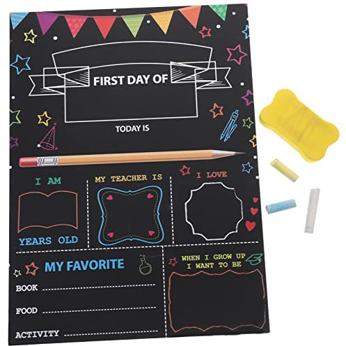 Zerodeko Erster Letzter Schultag Wendbar Kinder Zurück Zur Schule Schild Foto-Requisiten Wiederverwendbar Löschbar Schulschild Kreidetafel mit Stift Und Radiergummi