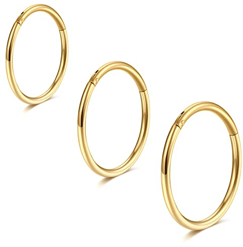 Lantine Nasenpiercing Ring Scharnier 20g Nasenring Gold 6mm 8mm 10mm Set Clicker Triple Forward Helix Piercings