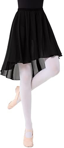 Damen Ballett Wickelrock Tanz Rock Chiffon Ballettrock Tanzröcke Sheer Wickelrock Ballett Tanz Dancewear Schwarz