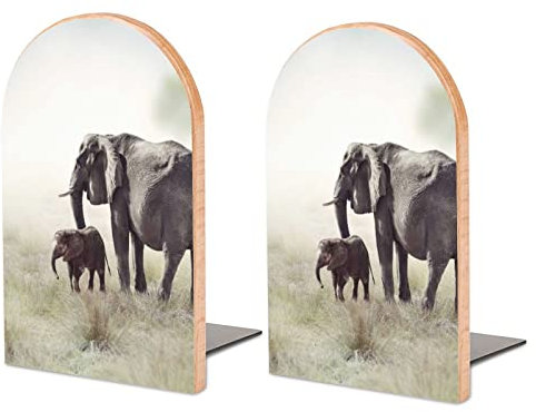 Packung Mit 2 Buchstützen Elefant Tier Rutschfester Bücherständer Aus Holz Bücherregal Bücherhalter Für Home Desk Office Library