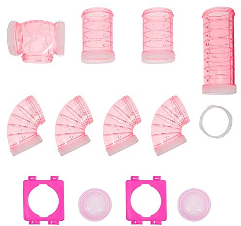 iplusmile DIY Hamster Tunnel Hamster-Röhren-Set Transparent käfig- Externes Kreatives DIY Verbindung Tunnel Spur Rattenspielzeug käfig-Zubehör Pink