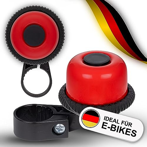 TRAILWOLF Fahrradklingel eBike - Rot - Platzsparende Montage unter dem Lenker - Ideal für E-Bike, MTB, Mountainbike - Maximale Sicherheit Made in Germany