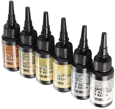 6 Pièces de Résine UV Colorée en Forme de Stylo à Durcissement Rapide en Aluminium Scellant la Colle UV pour L'artisanat de Bijoux à Bricoler Soi-même (Série jaune)