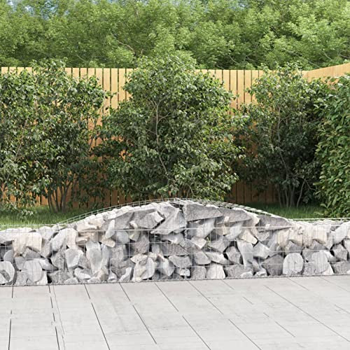 GuyAna Gabionen mit Hochbogen 4 STK. 400x50x40/60cm Verzinktes Eisen GabionenköRbe Gabionen ZubehöR Zaun Garten Gabionengitter 3146959