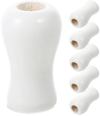 Amosfun 6pcs Wooden Pull Cord Ends, Window Blinds Cord Knobs Drop Pull End Replacement for Roman Shades Curtain Craft - White