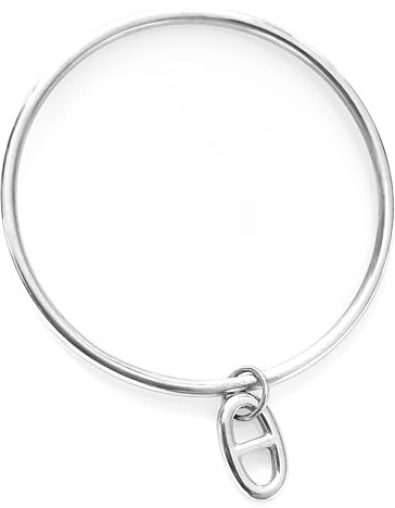 Générique Bracelet jonc Acier Inoxydable argent 60mm avec ancre marine, idée cadeau pour femme/Bijou femme/Jonc maille marine/cadeau saint valentin