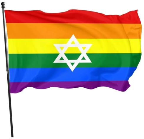 Ppmter Israel-Flagge, doppelseitige Israel-Regenbogenflagge mit Messingösen, Regenbogen-Israel-Flagge