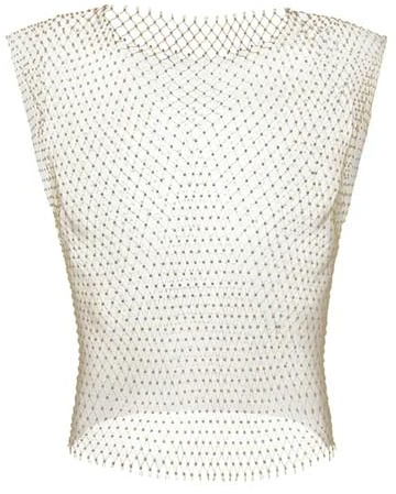 Camisetas sin Mangas Sexis de Rejilla para Hombre, Chaleco Transparente Brillante con Diamantes de imitación, Camiseta sin Mangas de Malla, Ropa Transparente