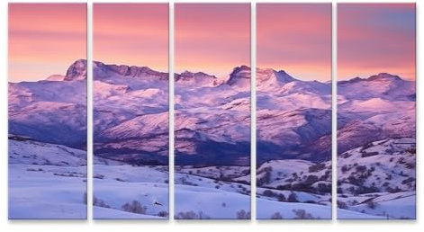 islandburner Prime Bild auf Leinwand Verschneite Berge Im Pastellfarbenen Sonnenaufgang Leuchten Bilder Wandbilder Poster