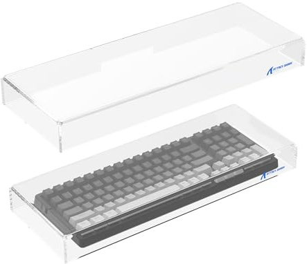 ATTACK SHARK Copertura antipolvere per tastiera in acrilico trasparente per tastiera meccanica a 98 tasti, 17,4 * 6,5 * 1,9 pollici, compatibile con tastiere di dimensioni inferiori a 98 tasti- Bianco