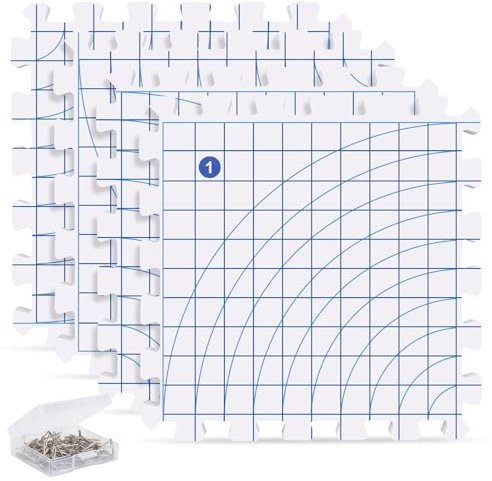 Spannmatten Stricken mit 100 T-Nadeln, Aeelike Spannmatte-Set mit Zahlen, Matten Zum Spannen mit Raster, Extra Dicken Blocking Mats für Granny Square Spannen und Stricken Häkeln Handarbeiten Lace