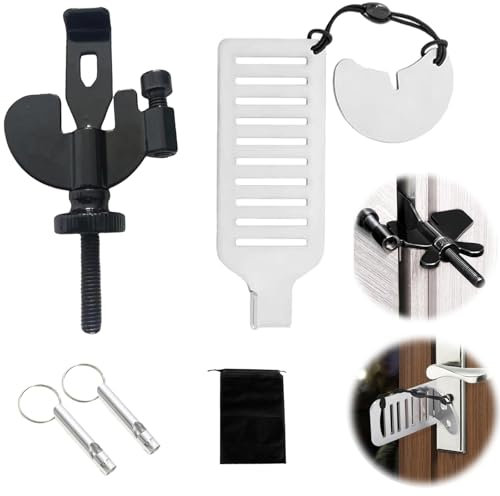 GUOYOU Blocca Porta,5 Pezzi Blocco Porta Antintrusione Serratura Porta Interna Blocco Porta Portatile da Viaggio,per Porta da Viaggio Portatile per Casa Hotel Scuola Dormitorio