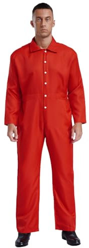 Jugaoge Herren Arbeitsoverall Langarm Coverall Baumwolle Overall Arbeitsanzug Schutzanzug Einteiler Arbeitskleidung Halloween Outfits Rot XL