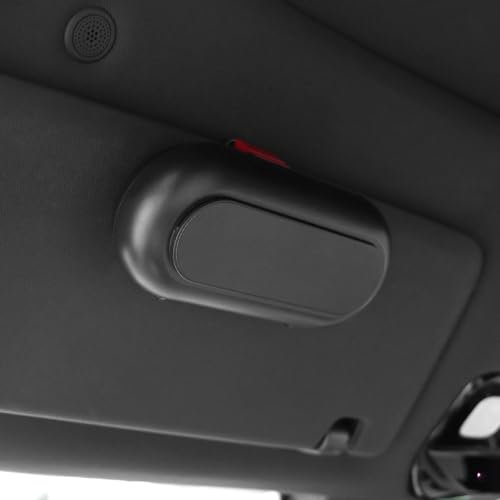 QWORK® Soporte de Gafas para Parasol de Coche - Montura Universal de Gafas rígidas con Ranuras para Tarjetas - Interior Acolchado de Ante Suave