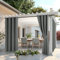 MIULEE Outdoor Vorhang 2 Stücke Outdoorvorhänge Wetterfest mit Ösen, Blickdicht Sonnenschutz Wasserdicht Outdoor Außen Gardine für Garten Terrasse Pavillon Veranda Balkon B 132 x H 275 cm Grau