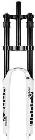 KLYso 1/1-8 Straight Front Fork Disc Brake QR Manual Lockout DH Mountain Bike Downhill Suspension Fork XC MTB Air Fork Travel 140mm Double Shoulder(White,29'')