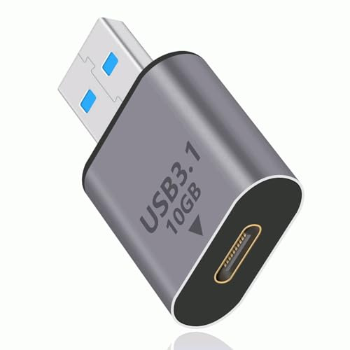 TECHZOCO Adaptador USB C Hembra a USB Macho 3.1, Adaptador de USB Tipo-C a USB Tipo-A, Convertidor USB-C a USB-A, Velocidad de Transferencia hasta 10 Gbps, Compatible con MacBook, iPad, Aluminio
