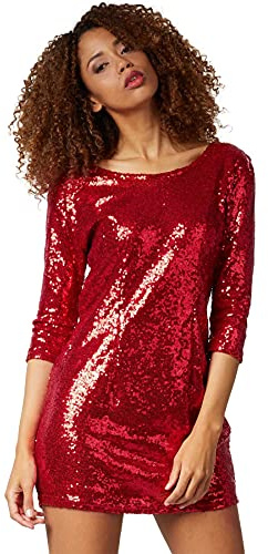 dressforfun Kostüm Damen, kurzes Paillettenkleid, Glitzer Kleid, Langarm Glitzer Oberteile Damen mit Glitzer Rock, Faschingskostüm, Karneval, sexy Disco Kostüm Damen, Rave Outfit Damen