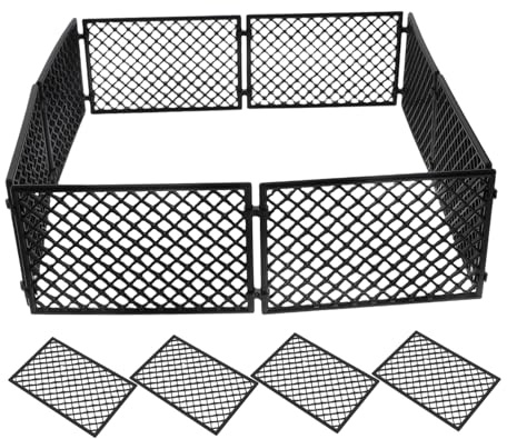 UPKOCH 12pcs Black Plastic Mini Fence Set Protective Net Model Building Blocks Kit Prison Scene Garden Panel House Accessories Easy Assembly Educational Use