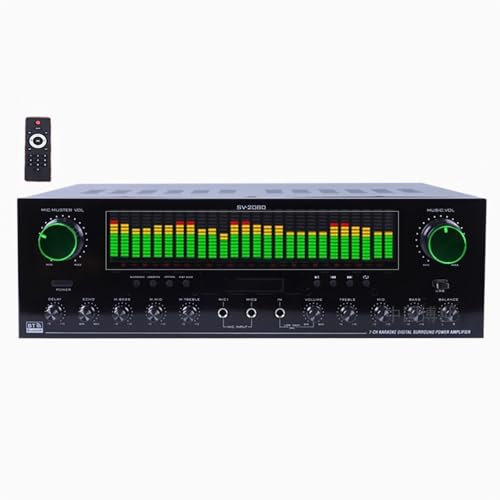 Vituord Amplificatore Stereo Bluetooth a 7 Canali, Ricevitore Audio Surround Subwoofer da 1350 W, con Display dello Spettro Musicale, Telecomando, USB/SD/RCA/Mic/in