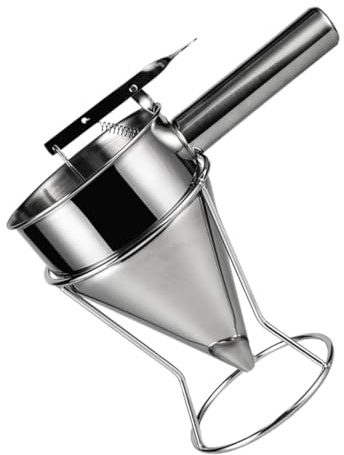 HOLIDYOYO Entonnoir à Piston Inoxydable Pour Cuisine Distributeur De Sauce Et Pâte Avec Support De Rangement Pour Sushi Et Gâteaux