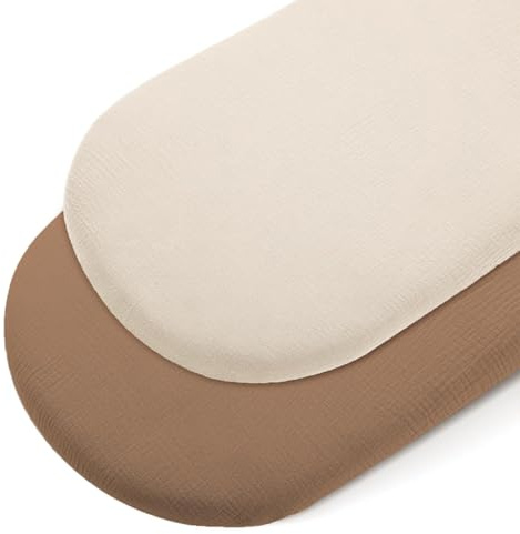 xlwen 2pcs Sabanas Capazo Bebe,100% Algodón Muselina Sábanas Sábana Bajera Ajustable para Cuna Funda de Colchón para Recién Nacidos para Diferentes Colchones (81X43cm)