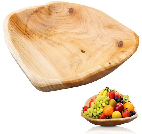 LEKEFETO - Cuenco de madera natural hecho a mano: ensaladera de madera creativa irregular, para frutas, ensaladas, caramelos y aperitivos, 25-29 cm