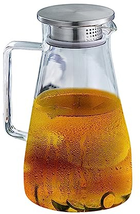 GALPADA Jarra de de Vidrio Tetera Resistente al Calor con Filtro Inoxidable Jarra Transparente para Bebidas para Agua y