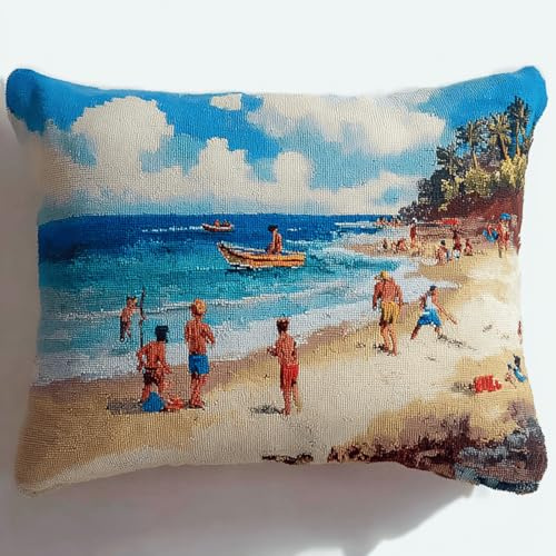 Latch Hook Kit para cojines, juego de cojines de anudados, alfombra de nudos, cojín de sofá de 17 x 17 pulgadas, paquete de anudado incluido, gancho de anudado, juego creativo para principiantes